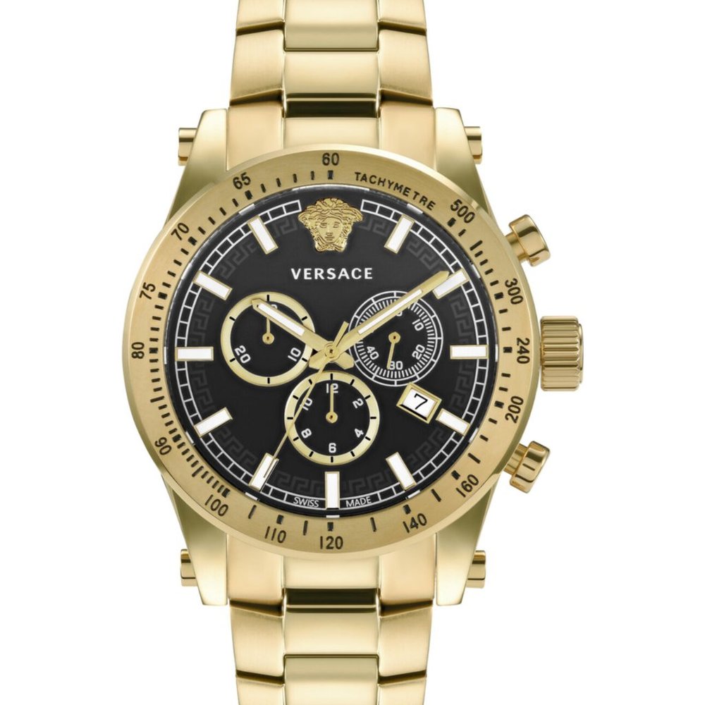 Versace Gold Men's 44mm Chrono Watch! New!